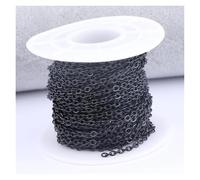 LIUCH 10 metros/rollo de cadenas negras de acero inoxidable for hacer collares y colgantes, componentes de joyería Diy(1.5x2mm link)