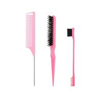 LIUCH Juego de cepillos for el pelo con espalda lisa, cepillo for el pelo con cerdas, peine for mujeres, bebés y niños, pelo negro, 3 uds.(GRAY)