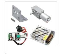 LIUCH Motor de reducción de engranaje helicoidal JGY370 DC 6V 12V 24V + soporte + velocidad + controlador + fuente de alimentación engranaje de Metal Motor de engranaje Turbo helicoidal(6V 25RPM,Packa