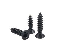 LIUCH Tornillos autorroscantes for madera con cabeza avellanada plana de acero inoxidable 304 A2, tamaño pequeño, M1, .2, .7, M2, .6, M3, M4, 100 unidades(Black carbon steel,6MM_M3)