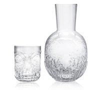 LIUCONGBD Juego de jarra de agua y vaso para mesita de noche, jarra de agua con vaso de precipitado, jarra de agua transparente para baño, jarra de agua y taza set de noche