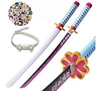 LIUD Katanas Réplica Demo of Slayer Anime Samurai Espadas de Juguete 76 cm Tanjiro Zenitsu ABS Catana para niños Cosplay y Exhibición con Cinturón 50 Pcs Pegatinas Anime (Kanroji Mitsuri)