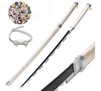 LIUD Katanas Réplica Demo of Slayer Anime Samurai Espadas de Juguete 76 cm Tanjiro Zenitsu ABS Catana para niños Cosplay y Exhibición con Cinturón 50 Pcs Pegatinas Anime (Hashibira Inosuke)