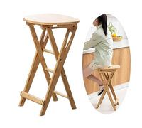 LIUD Plegable Taburetes Altos De Cocina Madera Taburetes Alto De Bar Bambú Taburetes De Bar Plegables con Reposapiés Sillas De Bar No Es Necesario Instalar, Ahorra Espacio/Altura 61 Cm