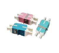 LIUDONGX 100 Piezas LC acoplador de Fibra óptica dúplex cuádruple OM4 OM3 LC de 4 núcleos Adaptador de Brida Cuadrada pequeña monomodo multimodo Universal(Blue SM)