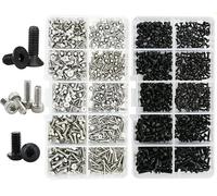 LIUDONGX Kit de Tornillos pequeños M2 M2.5, 500 Uds., Tornillos eléctricos, Tapa Hexagonal for Ordenador portátil, PCB, Juego de Tornillos Allen de 4mm, 5mm, 6mm, 8mm y 10mm(Flat Head Stainless)