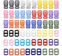 liuer 120PCS Hebillas de Plástico Cierre de Hebillas de Liberación Lateral y Deslizador de Correa Clip de Tri-glide para Correas de Equipaje,Collar Mascotas,Mochilas,Correas,Pulseras Paracord