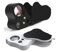 Liuer Lupa de Joyero giratoria, 2 Piezas Plegable Portátil Gafas Lupa Lupas de Gran Aumento con Luz Lupa con Luz Led para Manualidades Lupas de Gran Aumento Lupa de Bolsillo Lupa Relojero 30x 60x 90x
