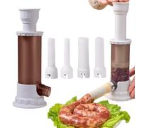 Liuer Máquina Llenadora de Salchichas,Máquina para Hacer Salchichas Caseras,Embutidora de Chorizos Manual Embutidora de Salchichas de Plastico con 4 Embudos Herramientas para Embutidos Caseros (Gris)
