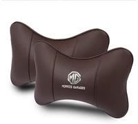LIUFUMEI 2 Piezas Reposacabezas Coche de Cuero Perforado para MG Mg3 2013-2018 2019 2020 2021 2022 2023 2024, Cojín Cervical Ergonómico y Transpirable con Diseño de Hueso Almohada,Brown