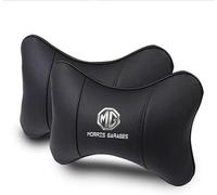 LIUFUMEI 2 Piezas Reposacabezas Coche de Cuero Perforado para MG Zs Mg4 Mg5 Zs Ev 2022 2023 2024 2025, Cojín Cervical Ergonómico y Transpirable con Diseño de Hueso Almohada,Black
