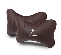 LIUFUMEI 2 Piezas Reposacabezas Coche de Cuero Perforado para Peugeot 308 2012-2023, Cojín Cervical Ergonómico y Transpirable con Diseño de Hueso Almohada,Brown