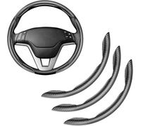 LIUFUMEI 3 Piezas Funda Volante Fibra de Carbono para Citroën C4 II 2012-2018 Segmentada Antideslizante Transpirable Deportiva Accesorio de Protección Interior,Black