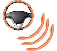 LIUFUMEI 3 Piezas Funda Volante Fibra de Carbono para Ford Mustang Mach-E 2020-2026 Segmentada Antideslizante Transpirable Deportiva Accesorio de Protección Interior,Red