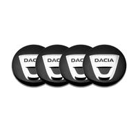 LIUFUMEI 4 Piezas Pegatinas de Identificación de Aluminio para Dacia Duster II 2018-2021, 56mm Centro de Rueda Adhesivo Negro Blanco para Dacia Duster II 2018-2021 Tuning Escenario