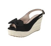 LIUGUISUOCHBH Sandalias de Plataforma con cuña y Punta Abierta para Mujer | Tacones Altos de 4 Pulgadas para Bodas en la Playa, Bailes de graduación y Caminatas de Viaje | Tallas 35-42,Negro,39 EU