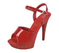 LIUGUISUOCHBH Tacones Altos de 13 cm/5,2 Pulgadas para Mujer | Sandalias de Plataforma con Punta Abierta y Suela Antideslizante para Bodas en la Playa, Fiestas al Aire Libre y Discotecas,Rojo,40.5 EU