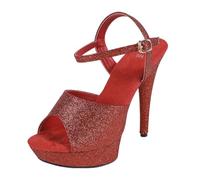 LIUGUISUOCHBH Tacones Altos de 13 cm/5,2 Pulgadas para Mujer | Sandalias de Plataforma con Punta Abierta y Suela Antideslizante para Bodas en la Playa, Fiestas al Aire Libre y Discotecas,Rojo,40.5 EU