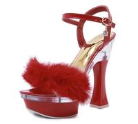 LIUGUISUOCHBH Tacones Altos para Mujer | Sandalias de Verano con tacón Grueso de 14 cm y Tiras en el Tobillo | Estilo Retro Y2K | para Bodas/Fiestas/graduaciones/Clubes,Rojo,34 EU