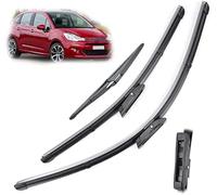 liuguoqiang Escobillas Limpiaparabrisas para Citroen C3 MK2 Hatchback 2009-2016 26" + 16" + 12",Set Completo para Parabrisas Delantero,Gomas de Recambio Duraderas, Accesorios Esenciales para Coche