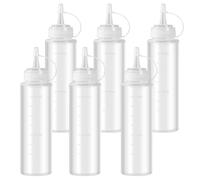 LiuHancsqd 6 Pcs Biberones de Cocina, 240ml Squeeze Bottles, Botella de Salsa de Plástico, Dispensador de Condimentos para Salsa de Tomate, Mostaza, Mayonesa, Ketchup