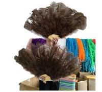 LIUHLFSR 1/2 piezas de abanico plumas 100 cm largo for fiestas, bailes, abanicos plegables, accesorios for espectáculos escenario y para Espectáculos, Decoración, Fiestas(Coffee,1PCS Right hand)