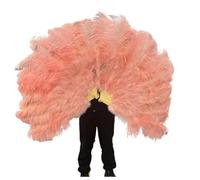 LIUHLFSR 1/2 piezas de abanico plumas 100 cm largo for fiestas, bailes, abanicos plegables, accesorios for espectáculos escenario y para Espectáculos, Decoración, Fiestas(Shrimp pink,1PCS Right hand)