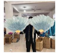 LIUHLFSR 1/2 piezas de abanico plumas 100 cm largo for fiestas, bailes, abanicos plegables, accesorios for espectáculos escenario y para Espectáculos, Decoración, Fiestas(Light Blue,1PCS Right hand)