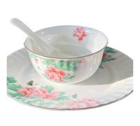 LIUHLFSR Juegos de platillos for tazas café, platillo for taza té con diseño mariposa y flor amor, espresso rosas, tazón arroz, plato cena, cuchara, for Para Todo Tipo de Bebidas(Three piece set)