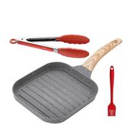 LIUHLFSR Parrilla antiadherente for todo tipo de estufas, cuadrada, for asar carnes en interiores y exteriores para Huevo Fritos Panqueques(3Pcs Black Set)