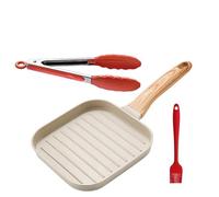 LIUHLFSR Parrilla antiadherente for todo tipo de estufas, cuadrada, for asar carnes en interiores y exteriores para Huevo Fritos Panqueques(3Pcs White Set)