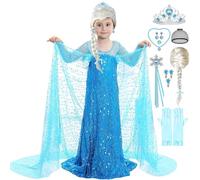 LiUiMiY Niña Disfraz de Princesa Elsa Vestido Reino Azul para Cumpleaños Navidad Carnaval Halloween