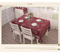 LIUJUAN Manteles Mesa De Tela Pastoral Rectangular Verde Mesa Redonda Chenille Mesa De Centro Floral Mantel De Tela-Rojo_60 * 60 Cm, Incluyendo Orejas Colgantes 10 Cm A Cada Lado