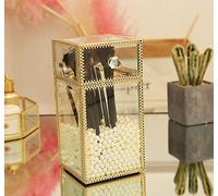 LIUJUAN Portaescobillas De Vidrio Dorado Portaescobillas De Maquillaje Porta Lapicero Portaescobillas De Maquillaje A Prueba De Polvo Cubo De Pincel De Maquillaje-Portaescobillas Doradas