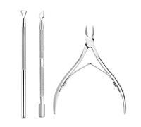 LIUJZZJ Pinza de Cutículas con Levantador de Cutícula Removedor de Cutícula de Acero Inoxidable y Herramienta de Belleza Cortador para las Uñas de Dedos de Manos y Pies