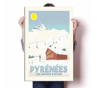 LIULAG Cuadro sobre Lienzo 50x70cm Sin Marco Pirineos Francia Ski Vintage Travel Poster Office Picture Bar Home Decor Bathroom Wall Art