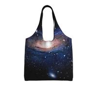 Liulannq Bolsa de lona con un solo hombro, diseño de cielo estrellado, bolsa de lona de color respetuoso con el medio ambiente, se puede reutilizar, súper duradera y lavable.