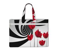 Liulannq Bolsas de lona en espiral de flores rojas, bolsas de archivo portátiles para oficina y negocios, kits de estudio, bolsas de almacenamiento, súper duraderas.