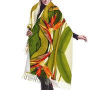 Liulannq Bufanda cálida con flecos de pájaro tropical del paraíso, envuelta en felpa, chal suave, necesario para otoño e invierno.
