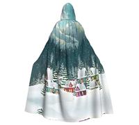 Liulannq Capa con capucha unisex de pueblo cubierto de nieve, disfraz de bruja vampiro para adultos, accesorios exquisitos.