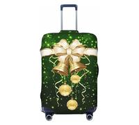 Liulannq Funda protectora de maleta con diseño de bolas y campanas doradas de Navidad, de alta elasticidad, que decora y protege tu maleta del polvo y los arañazos., Black, XL
