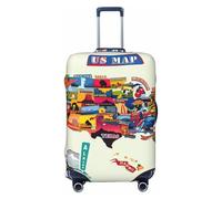 Liulannq Funda protectora de maleta de alta elasticidad con diseño de mapa de EE. UU., que decora y protege tu maleta del polvo y los arañazos., Black, L