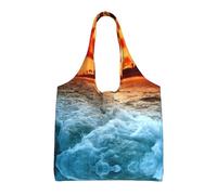 Liulannq La bolsa de lona con un solo hombro para ir al atardecer en la playa, la bolsa de protección del medio ambiente se puede reutilizar, súper duradera y lavable.