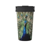 Liulannq La taza abierta de pavo real con un solo botón protege el medio ambiente y la salud de acero inoxidable portátil conserva el calor y conserva el frío, se utiliza para viajar con tazas