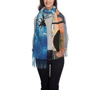 Liulannq Sea At Sunset - Bufandas para mujer en otoño e invierno, chal versátil con borlas