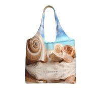 Liulannq Seashells By The Seashore - Bolsa de lona con un solo hombro, color respetuoso con el medio ambiente, se puede reutilizar, súper duradera y lavable.