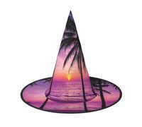 Liulannq Sombrero de bruja de palmera, puesta de sol, Halloween, Navidad, divertido para hombre, adecuado para crear un ambiente festivo y juegos de rol, actividades y actuaciones.