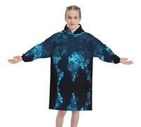 Liulannq Sudadera unisex de franela con capucha para niños, diseño de mapa del mundo, ligera y cálida, agradable al tacto y transpirable., Negro, 280g flannel