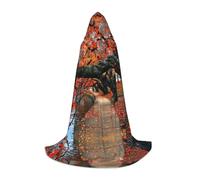Liulannq Tree In The Fall - Capa colorida unisex con capucha, disfraz de bruja del diablo, accesorios de bata de Halloween, disfraces de rendimiento