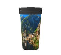 Liulannq Village Scenic - Taza abierta con un solo botón, protección del medio ambiente y salud, acero inoxidable, portátil, conservación del calor y conservación del frío, se utiliza para viajar con